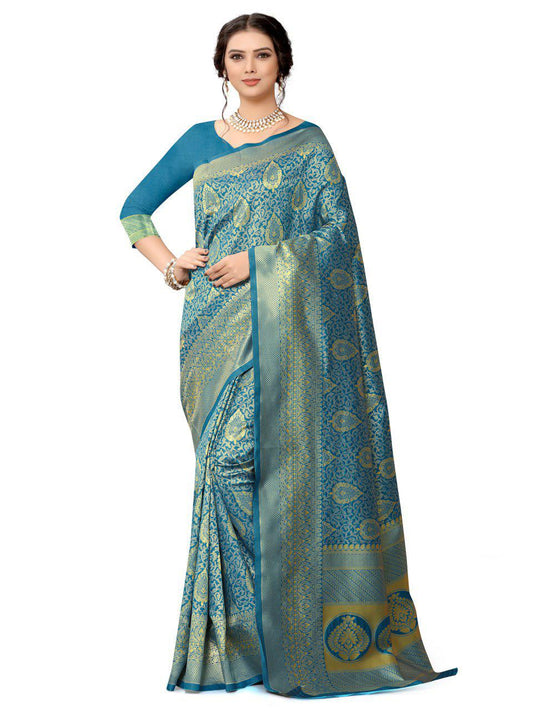 Firozi banarasi silk saree