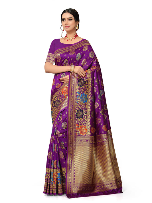 Magenta Banrasi Silk Saree