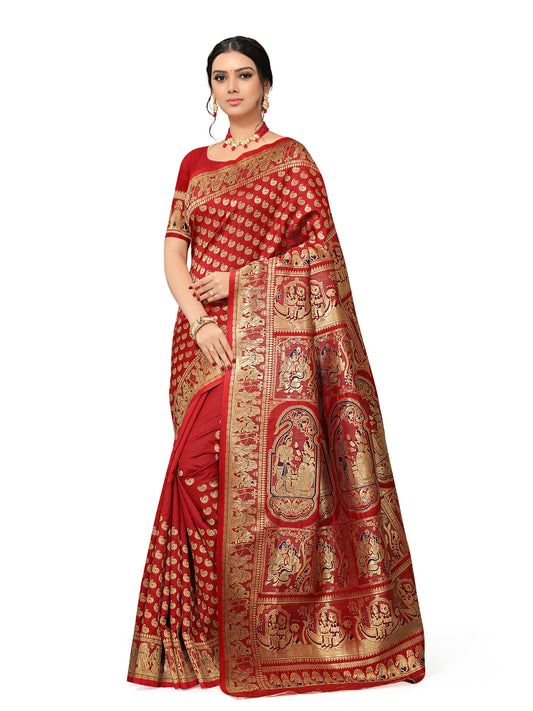 Red banarasi silk saree